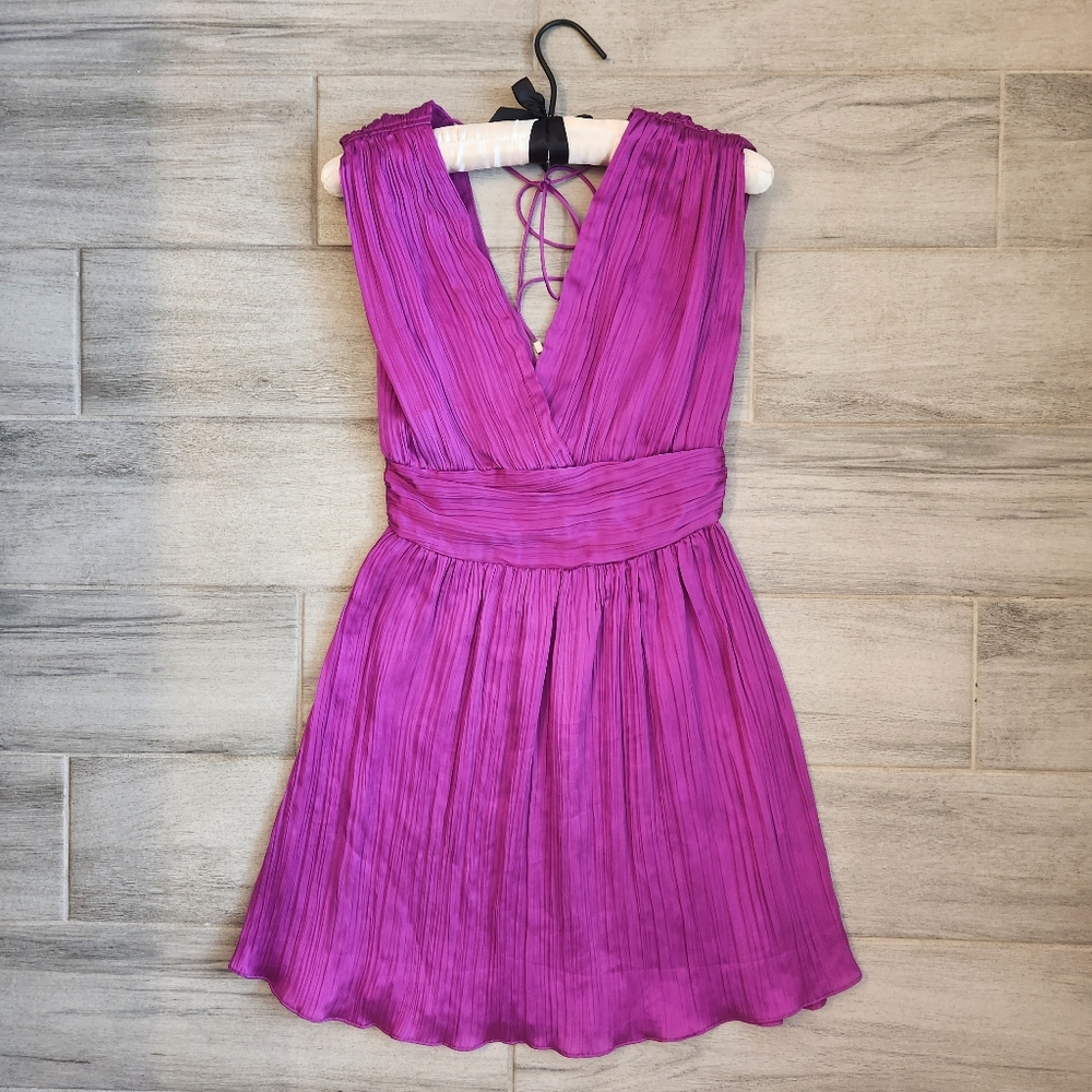 Steve Madden mini dress XS magenta pink Camilea pleated A-line party new $90 - Picture 2 of 15